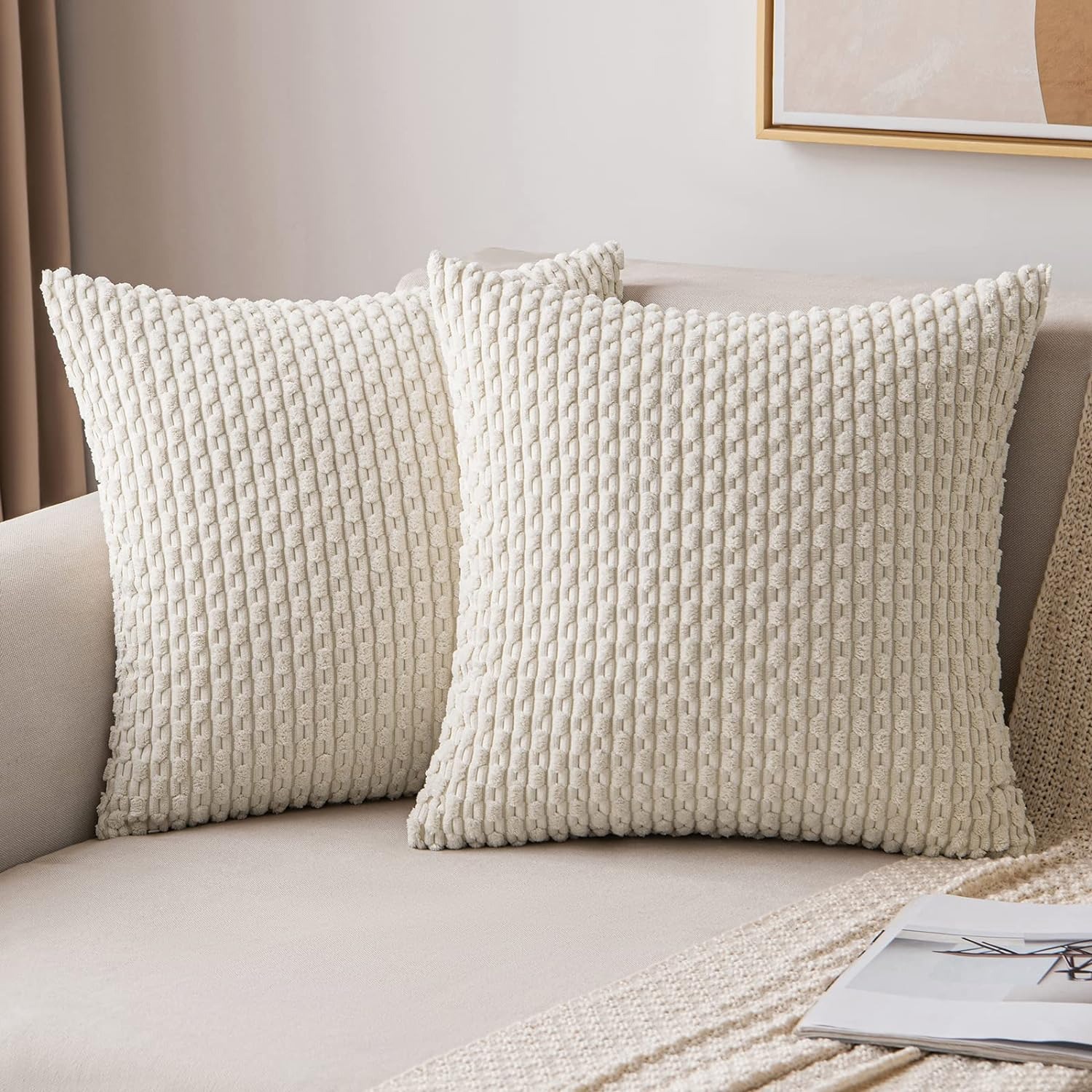 줄무늬 던지기 베개 커버 18x18 인치 베이지 Boh - Pillow Insert 18X18 리뷰 및 가격
