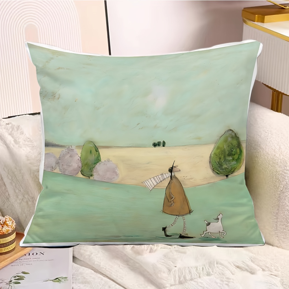 1개 패션 만화 프린트 베개 커버, 부드러운 짧은 플러 - Pillow Insert 18X18 리뷰 및 가격