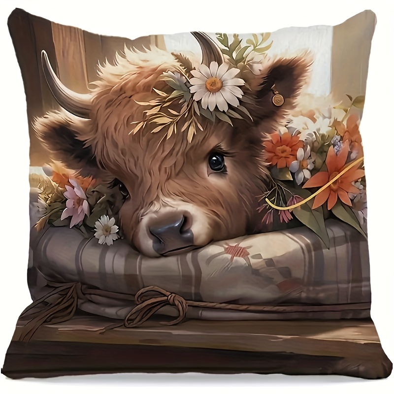 2D 플랫 - 하이랜드 소 베개 커버 1개, 2D 플랫 - Pillow Insert 18X18 리뷰 및 가격