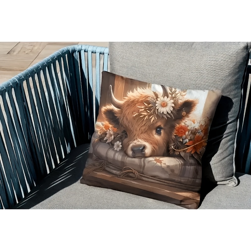 2D 플랫 - 하이랜드 소 베개 커버 1개, 2D 플랫 - Pillow Insert 18X18 리뷰 및 가격