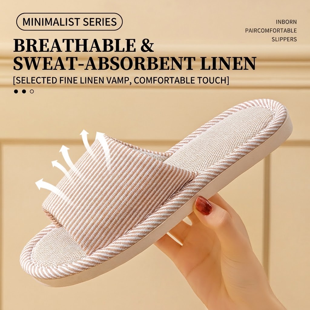 통기성 좋은 플랙스 린넨 슬리퍼 남녀 공용 스트라이프  - Home Textile 리뷰 및 가격