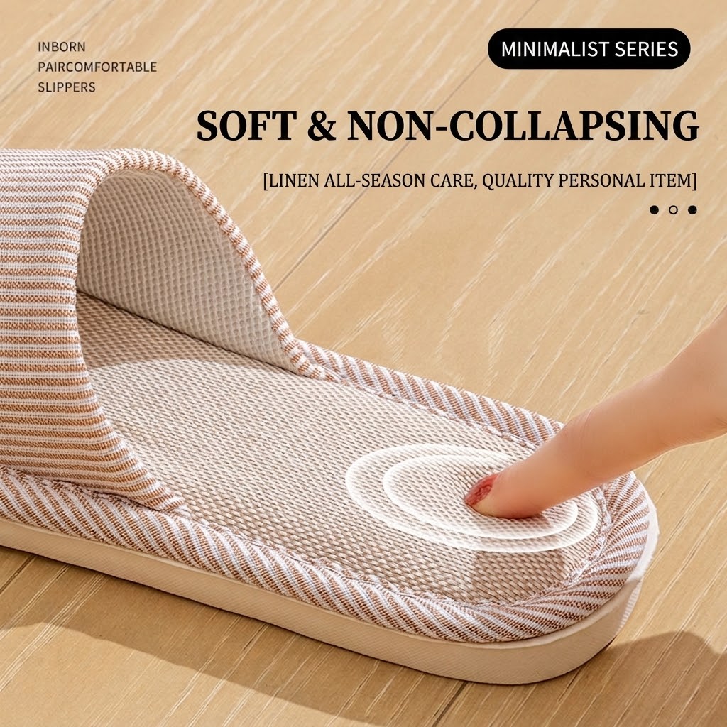 통기성 좋은 플랙스 린넨 슬리퍼 남녀 공용 스트라이프  - Home Textile 리뷰 및 가격